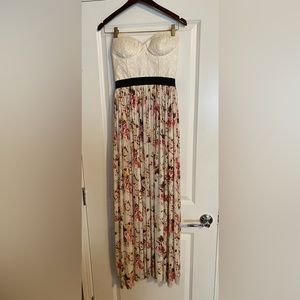 Long floral strapless dress